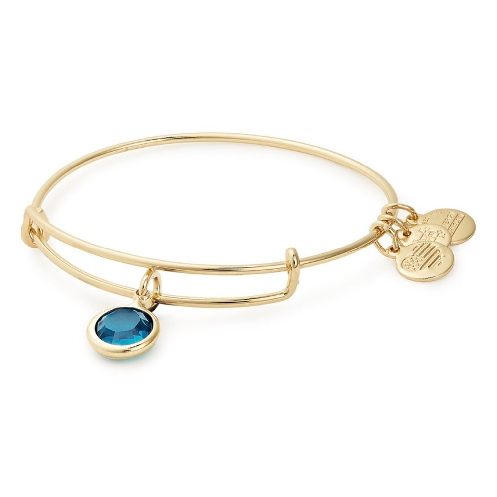 Alex and Ani Blue Zircon Gold Charm Bracelet - Picture 1 of 5